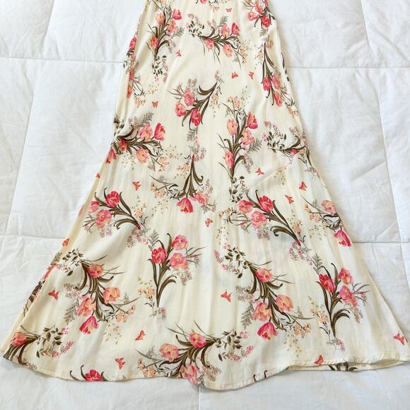 Reformation Christianna Midi Dress Floral Print Cream Pink Sleeveless Tie Small - Picture 11 of 11